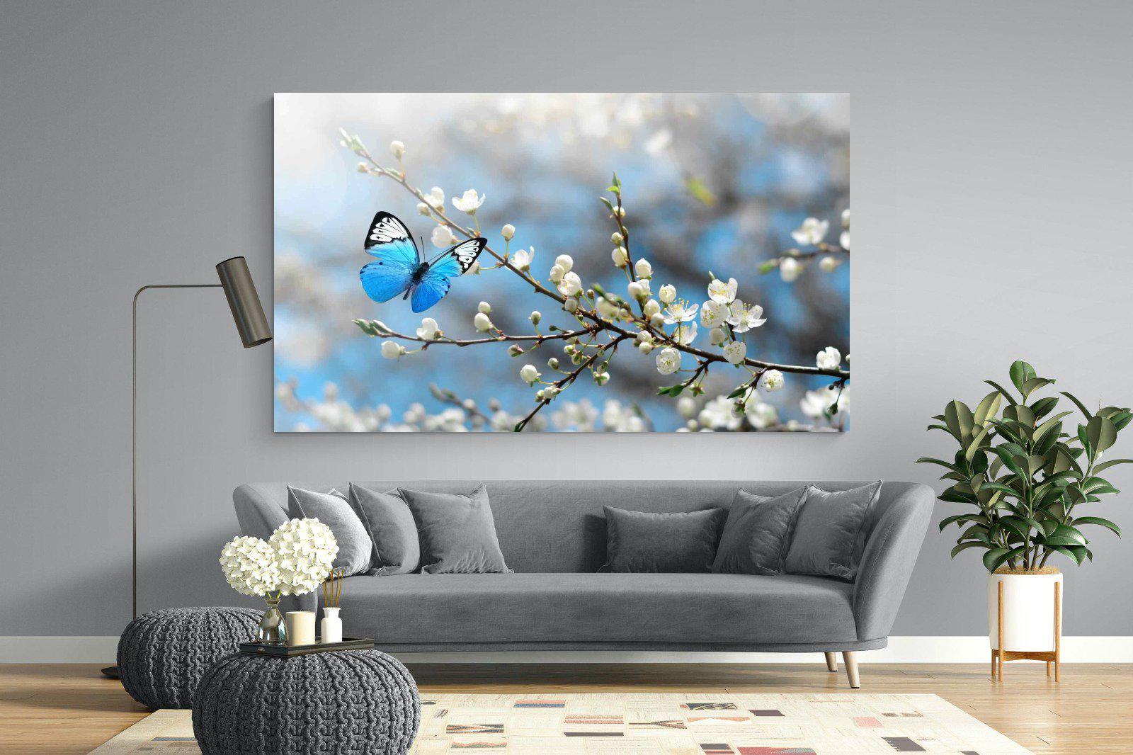 Blue Flutter-Wall_Art-220 x 130cm-Mounted Canvas-No Frame-Pixalot