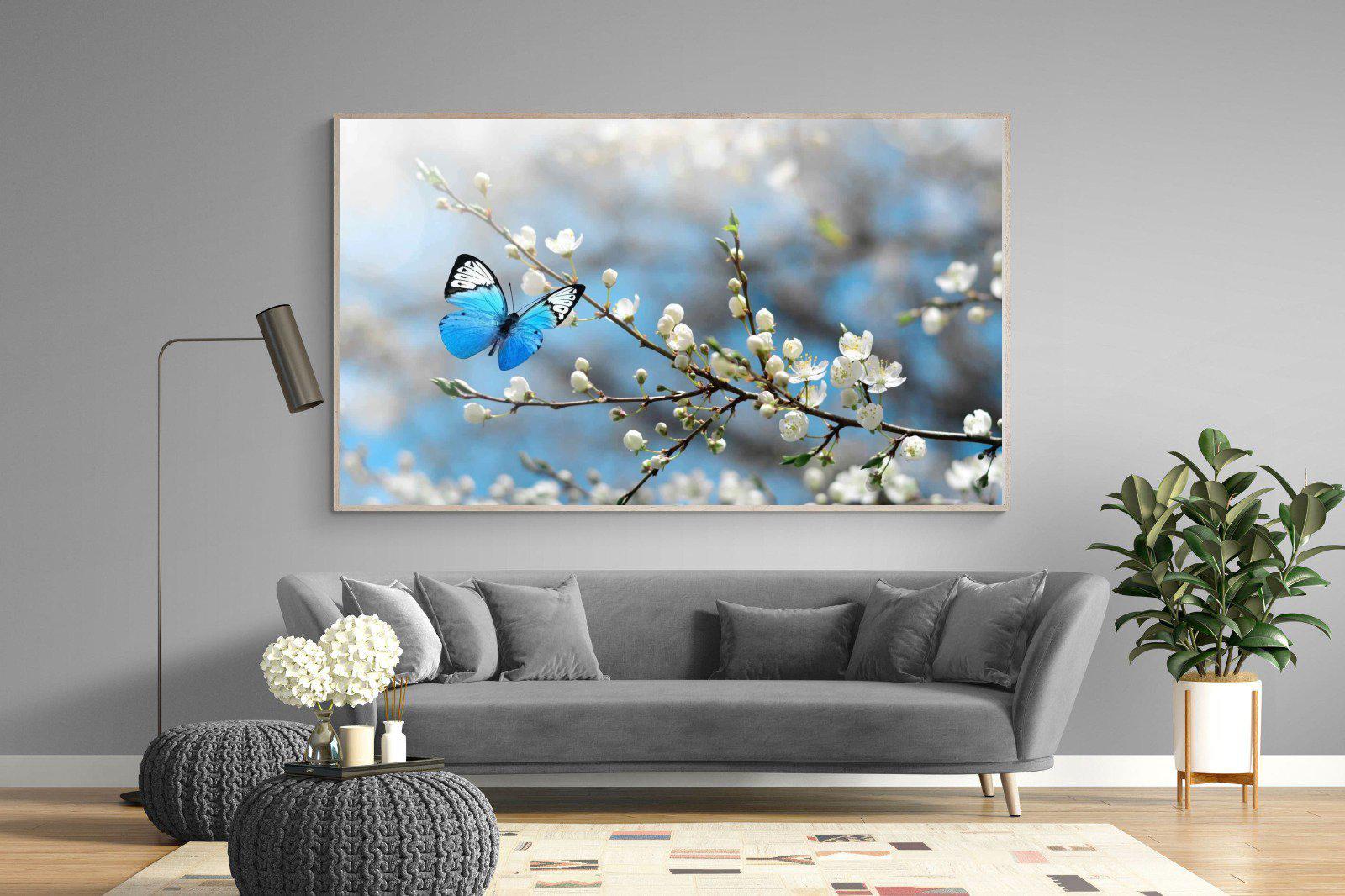 Blue Flutter-Wall_Art-220 x 130cm-Mounted Canvas-Wood-Pixalot