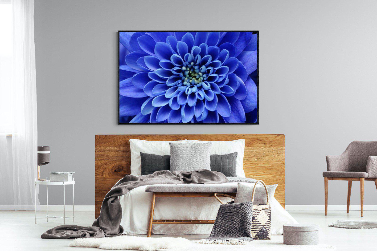 Blue Petals-Wall_Art-150 x 100cm-Mounted Canvas-Black-Pixalot