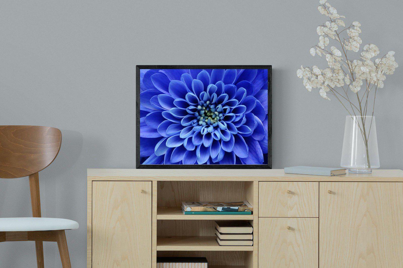 Blue Petals-Wall_Art-60 x 45cm-Mounted Canvas-Black-Pixalot