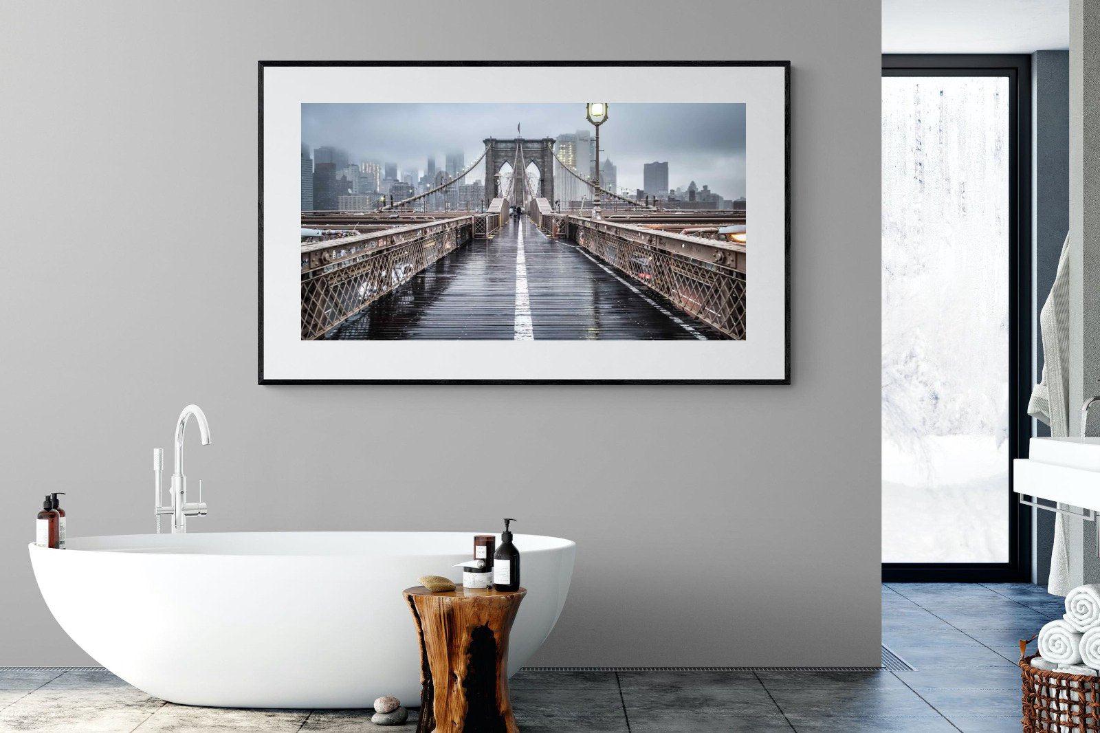 Brooklyn Bridge Morning-Wall_Art-180 x 110cm-Framed Print-Black-Pixalot