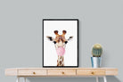 Bubblegum Giraffe-Wall_Art-60 x 80cm-Mounted Canvas-Black-Pixalot