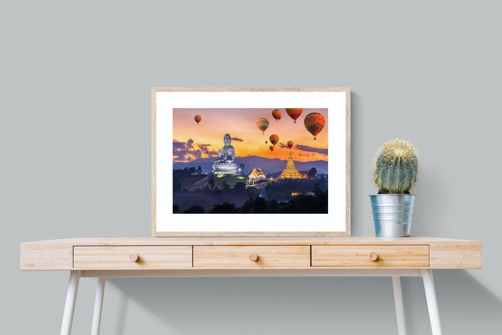 Buddha & Balloons-Wall_Art-80 x 60cm-Framed Print-Wood-Pixalot