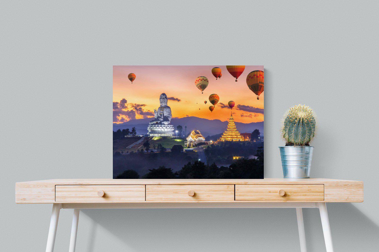 Buddha & Balloons-Wall_Art-80 x 60cm-Mounted Canvas-No Frame-Pixalot