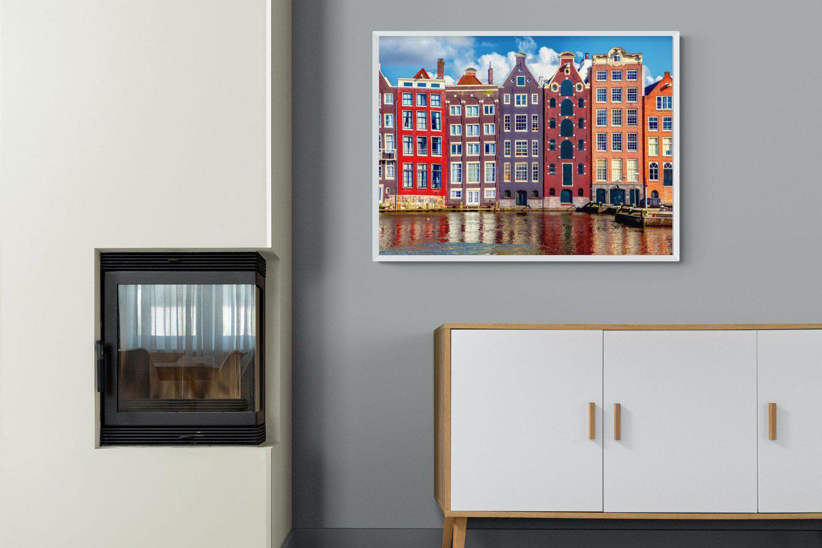 Canal Buildings-Wall_Art-100 x 75cm-Mounted Canvas-White-Pixalot