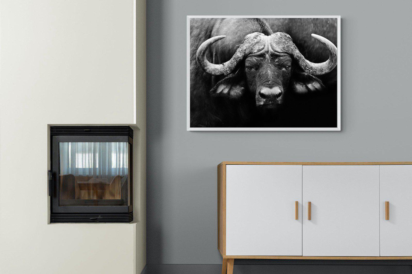 Cape Buffalo-Wall_Art-100 x 75cm-Mounted Canvas-White-Pixalot