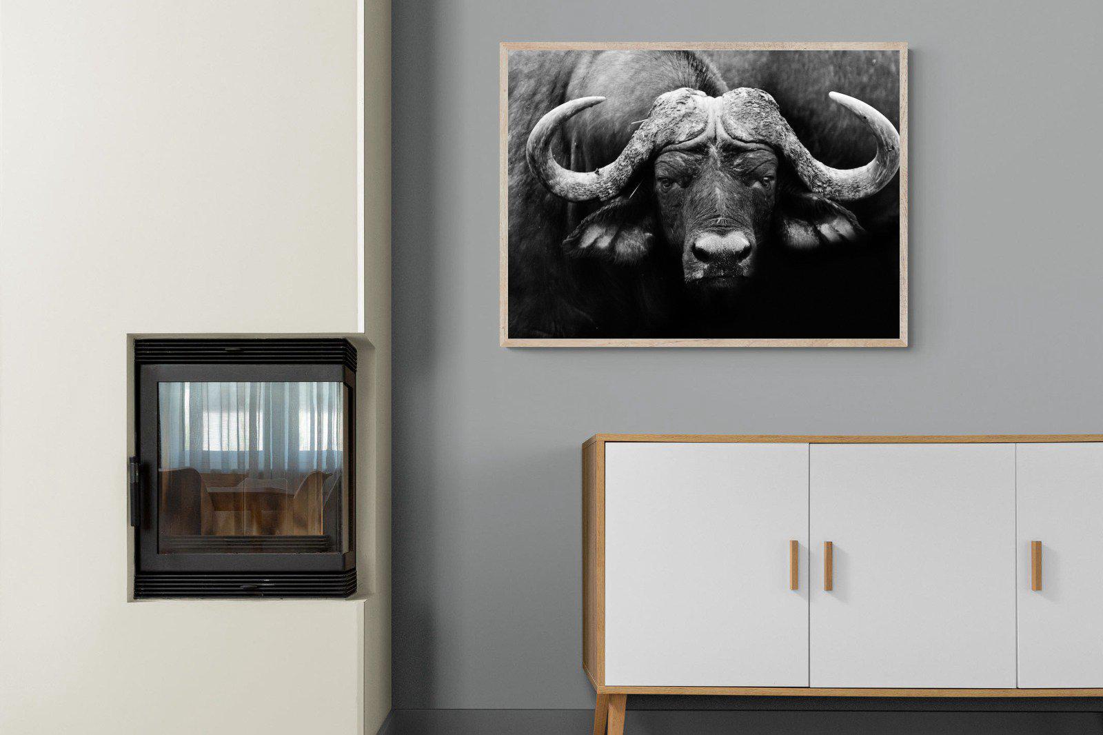 Cape Buffalo-Wall_Art-100 x 75cm-Mounted Canvas-Wood-Pixalot
