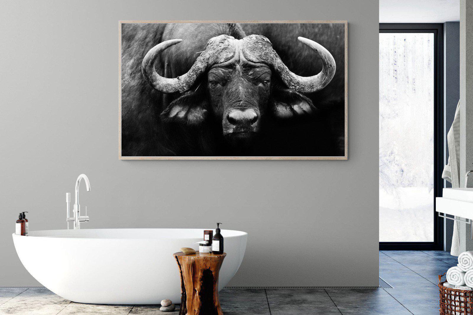 Cape Buffalo-Wall_Art-180 x 110cm-Mounted Canvas-Wood-Pixalot