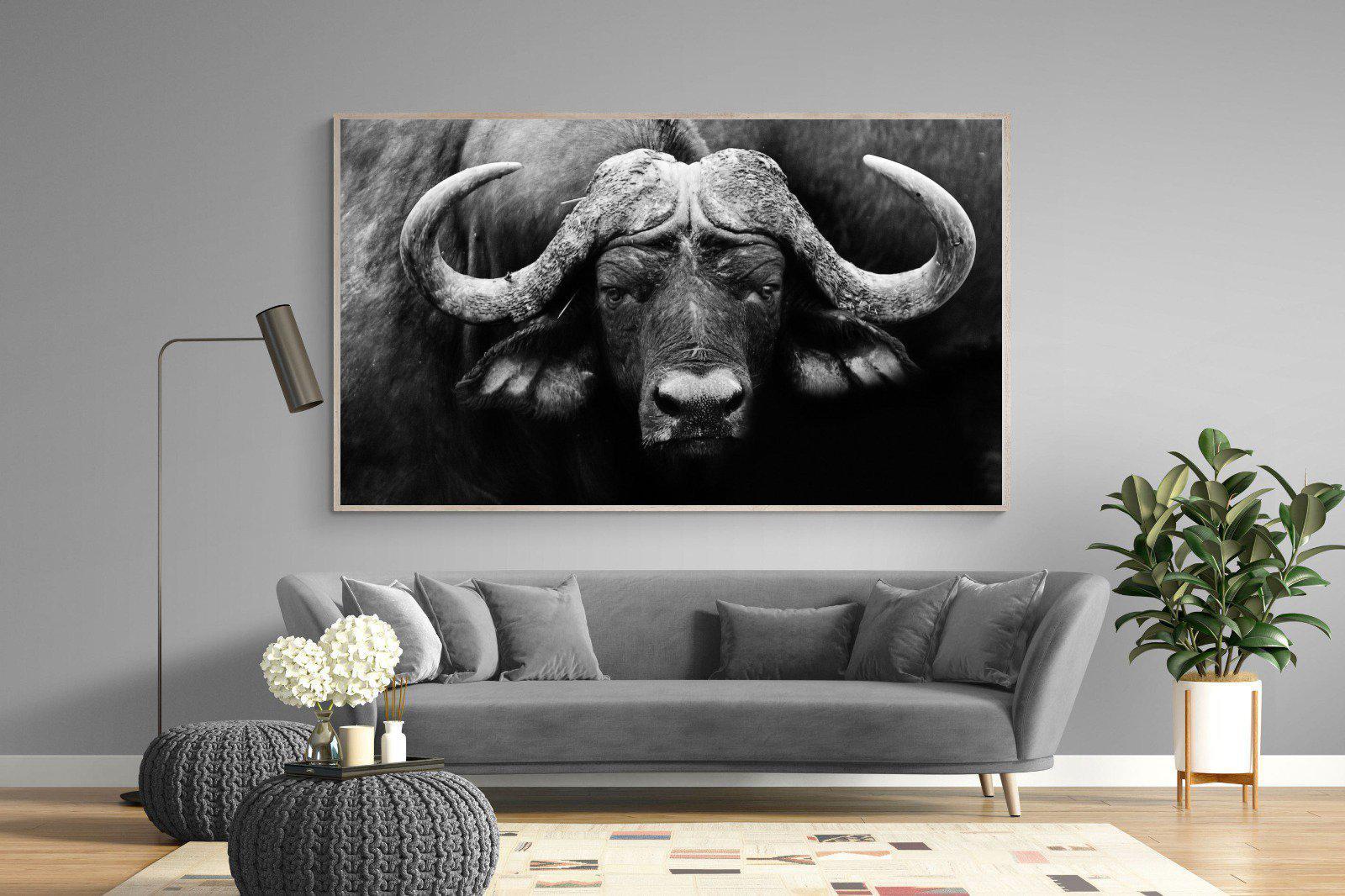 Cape Buffalo-Wall_Art-220 x 130cm-Mounted Canvas-Wood-Pixalot