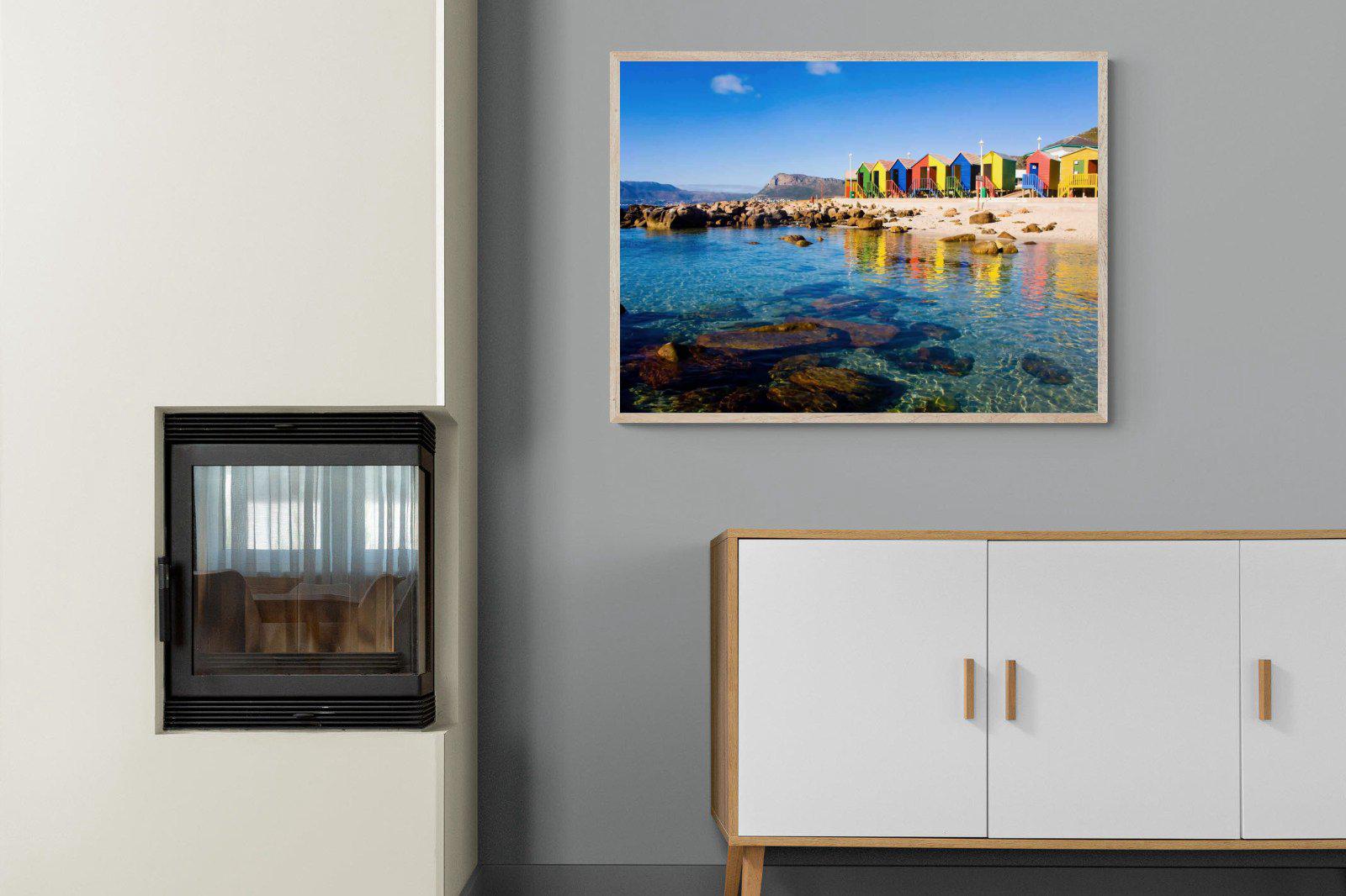 Cape Town Beach Huts-Wall_Art-100 x 75cm-Mounted Canvas-Wood-Pixalot