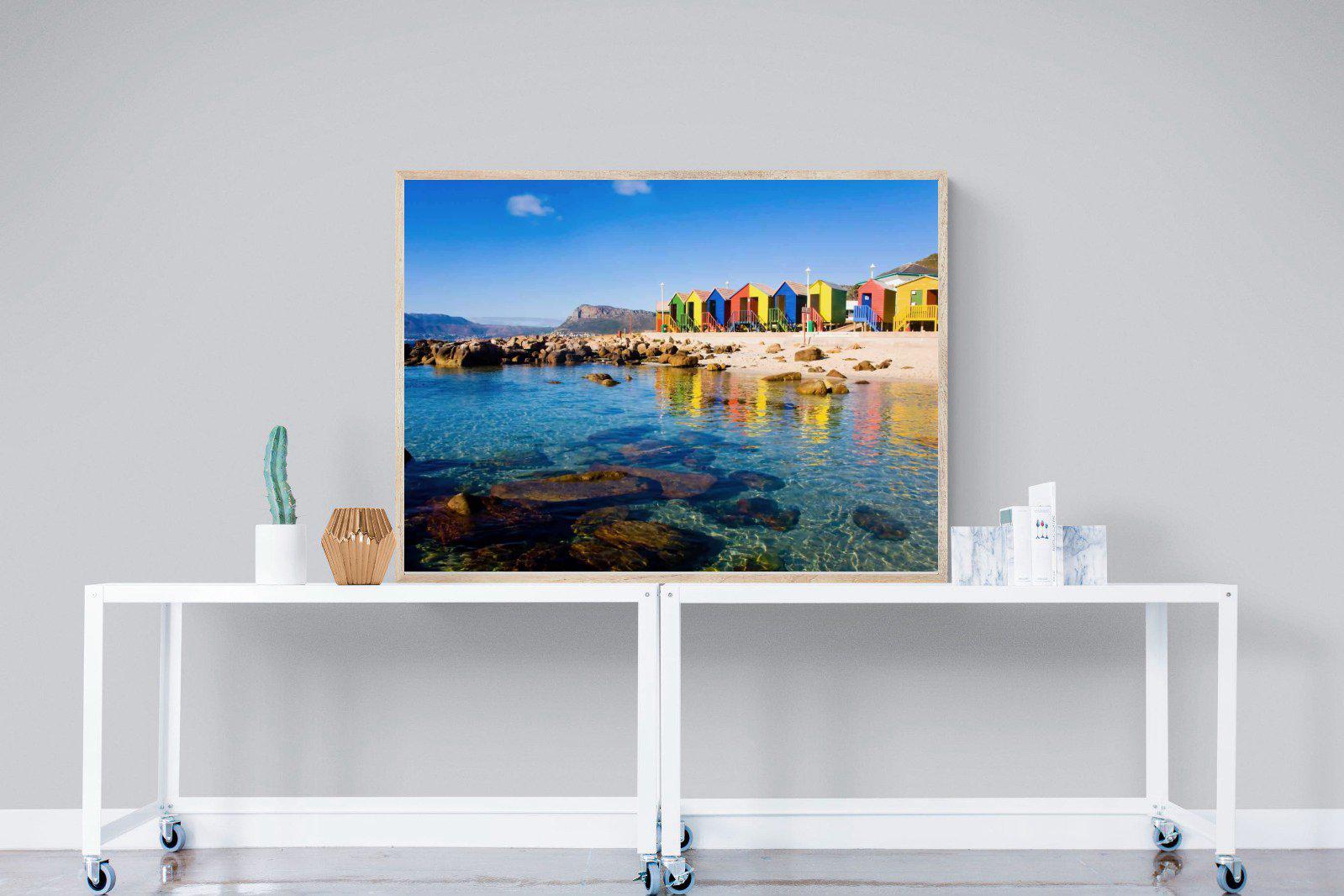 Cape Town Beach Huts-Wall_Art-120 x 90cm-Mounted Canvas-Wood-Pixalot