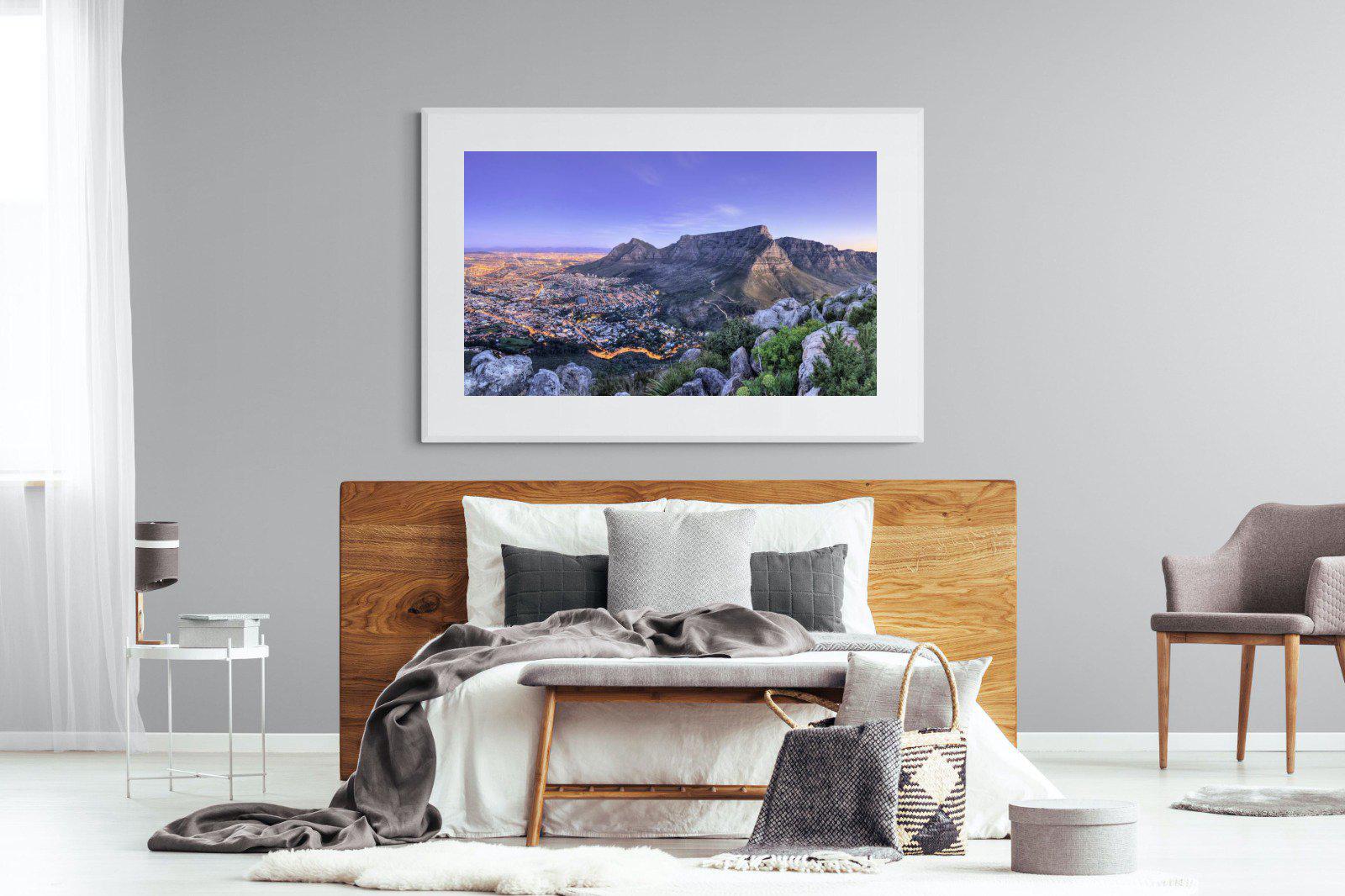 Cape Town at Dusk-Wall_Art-150 x 100cm-Framed Print-White-Pixalot