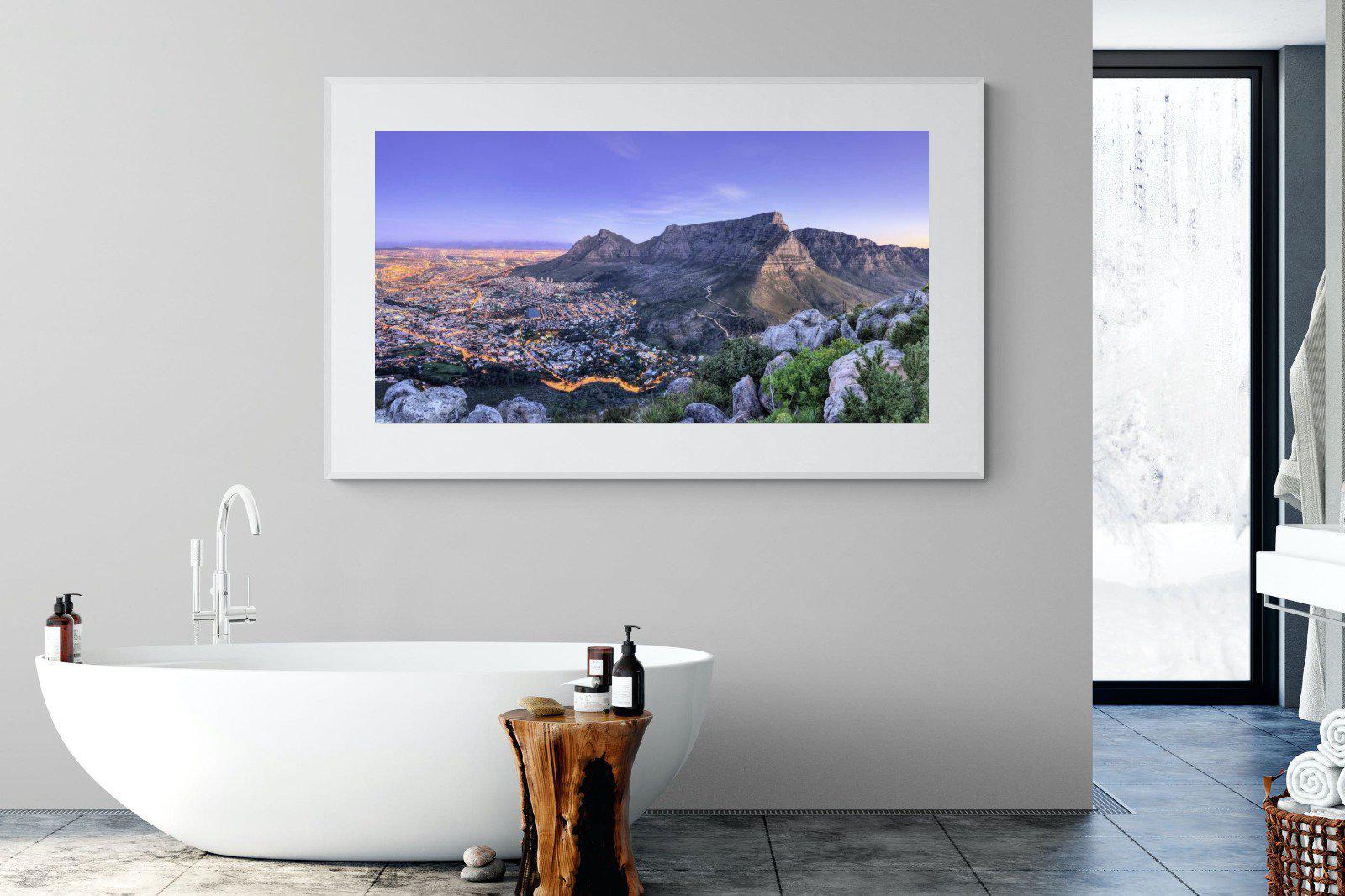 Cape Town at Dusk-Wall_Art-180 x 110cm-Framed Print-White-Pixalot