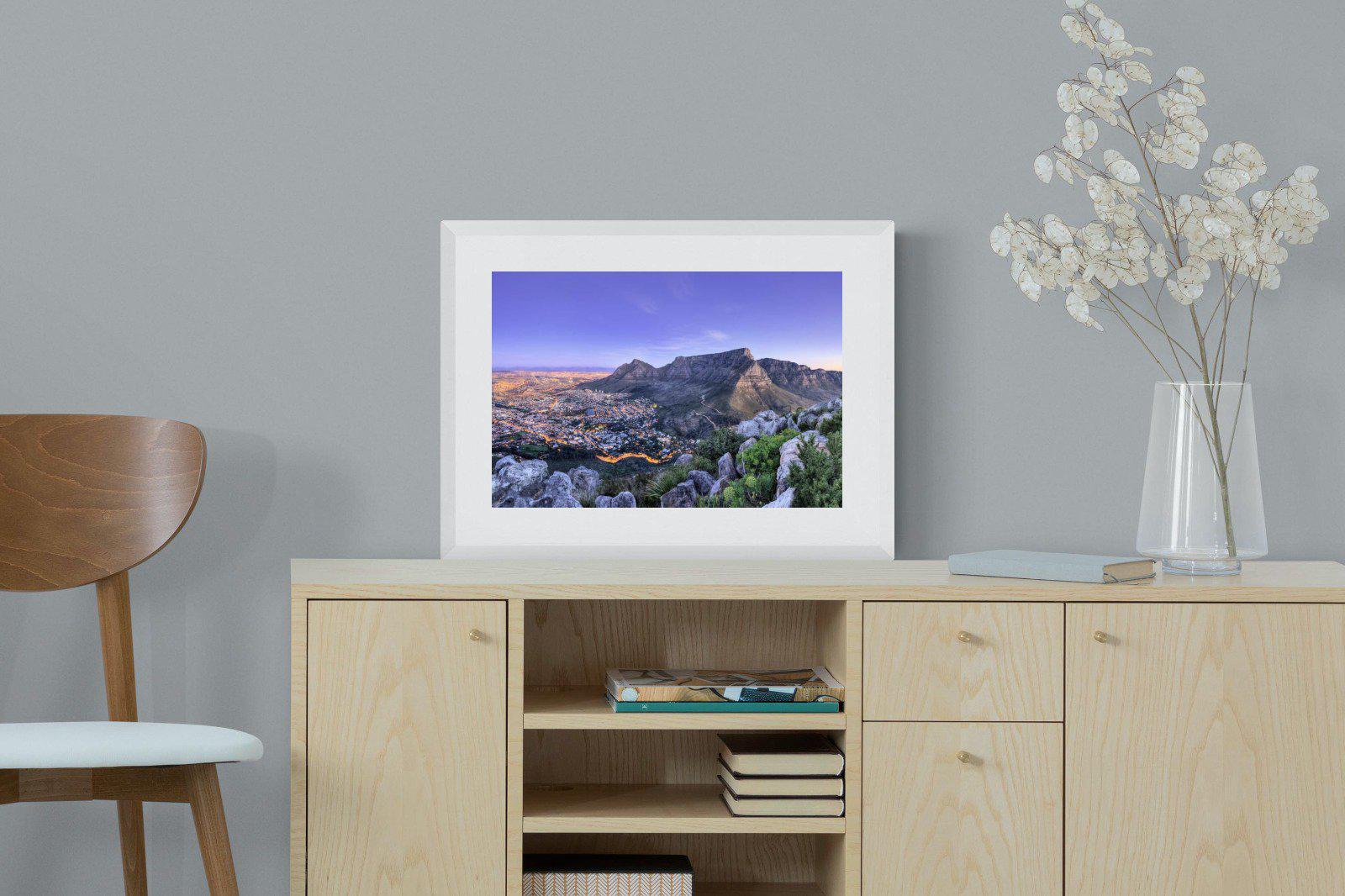 Cape Town at Dusk-Wall_Art-60 x 45cm-Framed Print-White-Pixalot