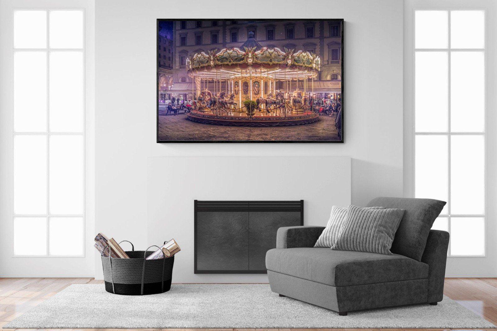 Carousel-Wall_Art-150 x 100cm-Mounted Canvas-Black-Pixalot