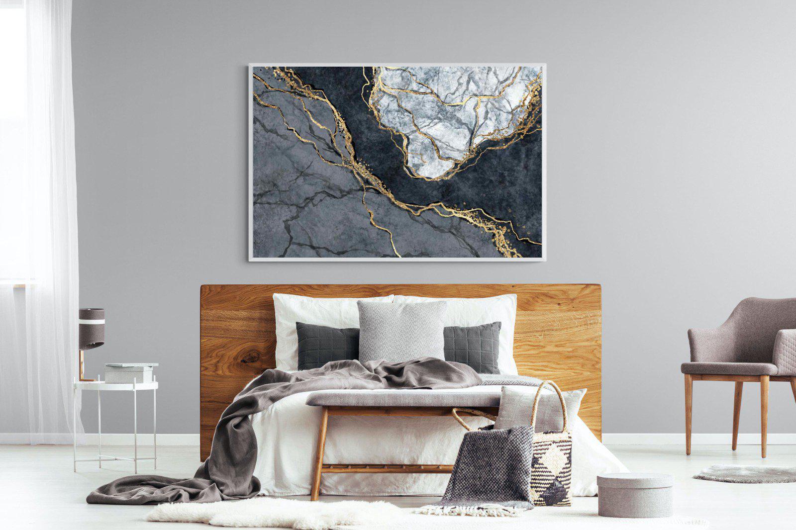 Charcoal & Gold-Wall_Art-150 x 100cm-Mounted Canvas-White-Pixalot