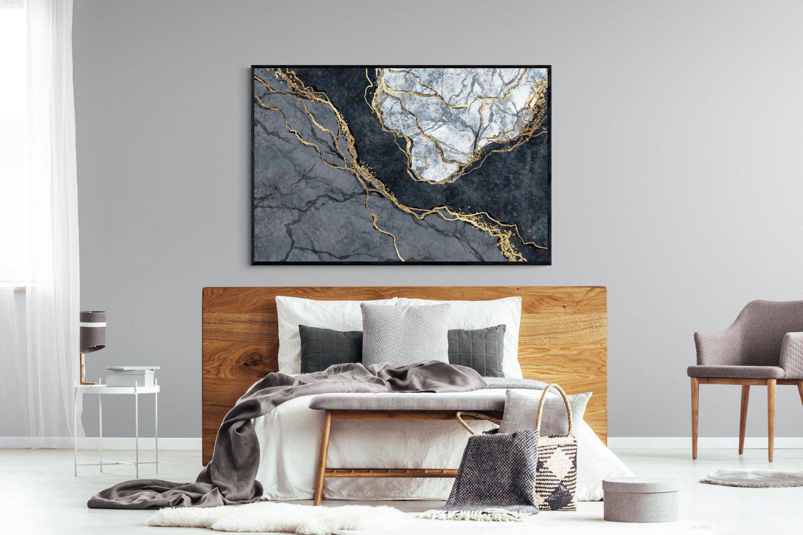 Charcoal & Gold-Wall_Art-150 x 100cm-Mounted Canvas-Black-Pixalot