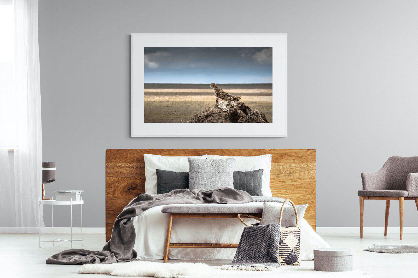 Cheetah Family-Wall_Art-150 x 100cm-Framed Print-White-Pixalot