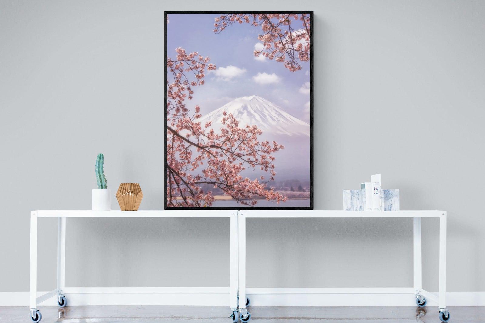 Cherry Blossom-Wall_Art-90 x 120cm-Mounted Canvas-Black-Pixalot
