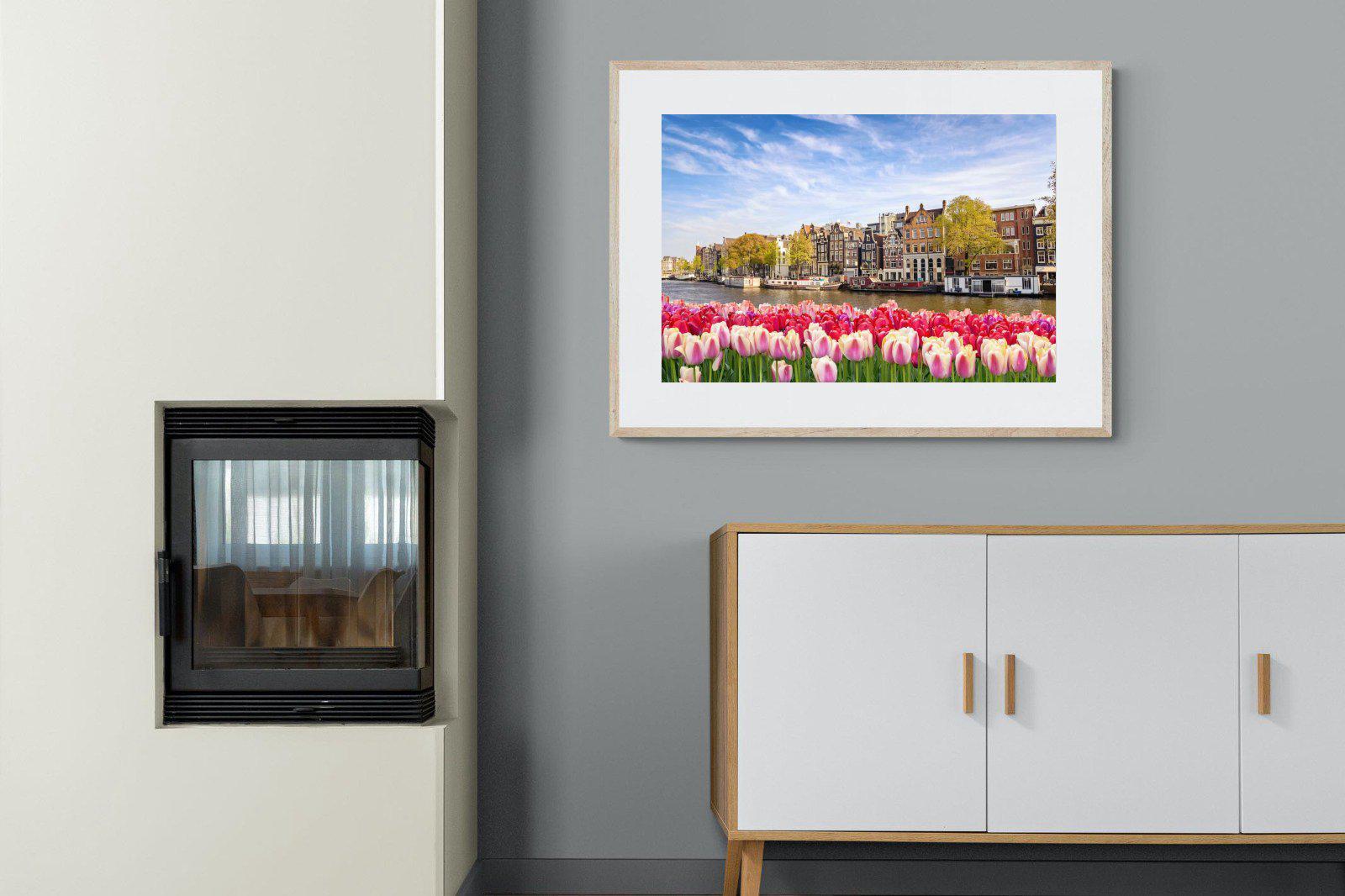 City Tulips-Wall_Art-100 x 75cm-Framed Print-Wood-Pixalot