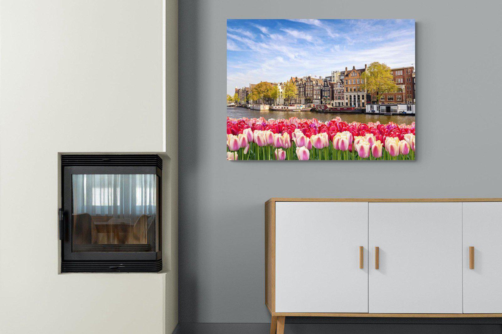 City Tulips-Wall_Art-100 x 75cm-Mounted Canvas-No Frame-Pixalot