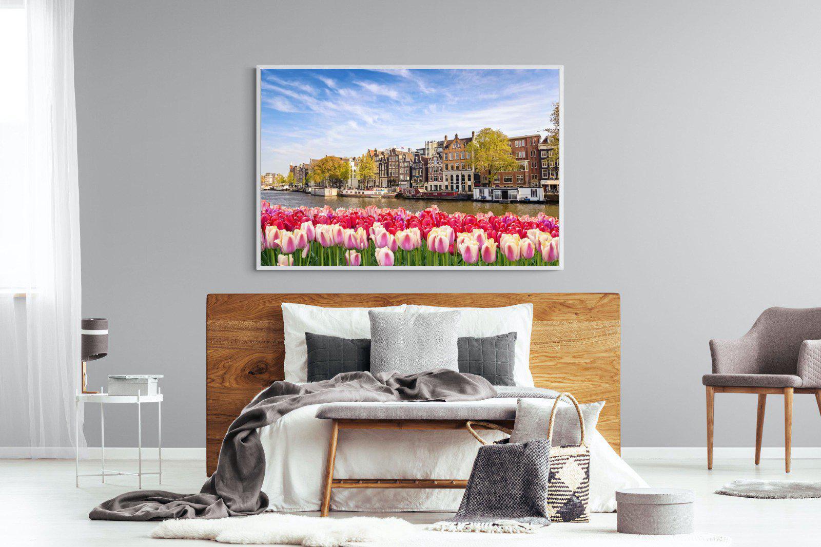 City Tulips-Wall_Art-150 x 100cm-Mounted Canvas-White-Pixalot