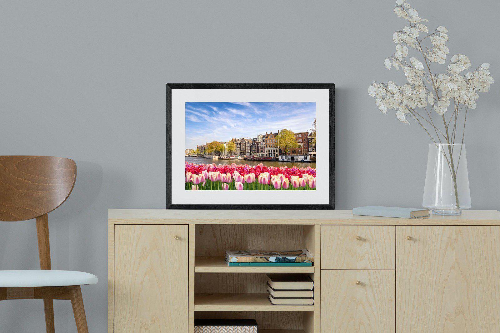 City Tulips-Wall_Art-60 x 45cm-Framed Print-Black-Pixalot