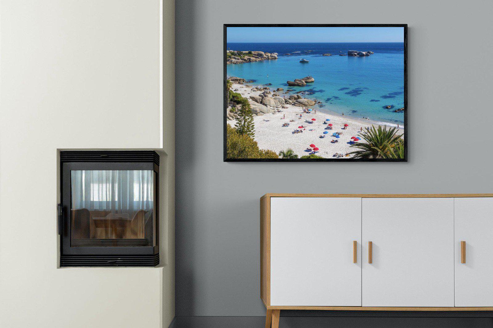 Clifton Beach-Wall_Art-100 x 75cm-Mounted Canvas-Black-Pixalot