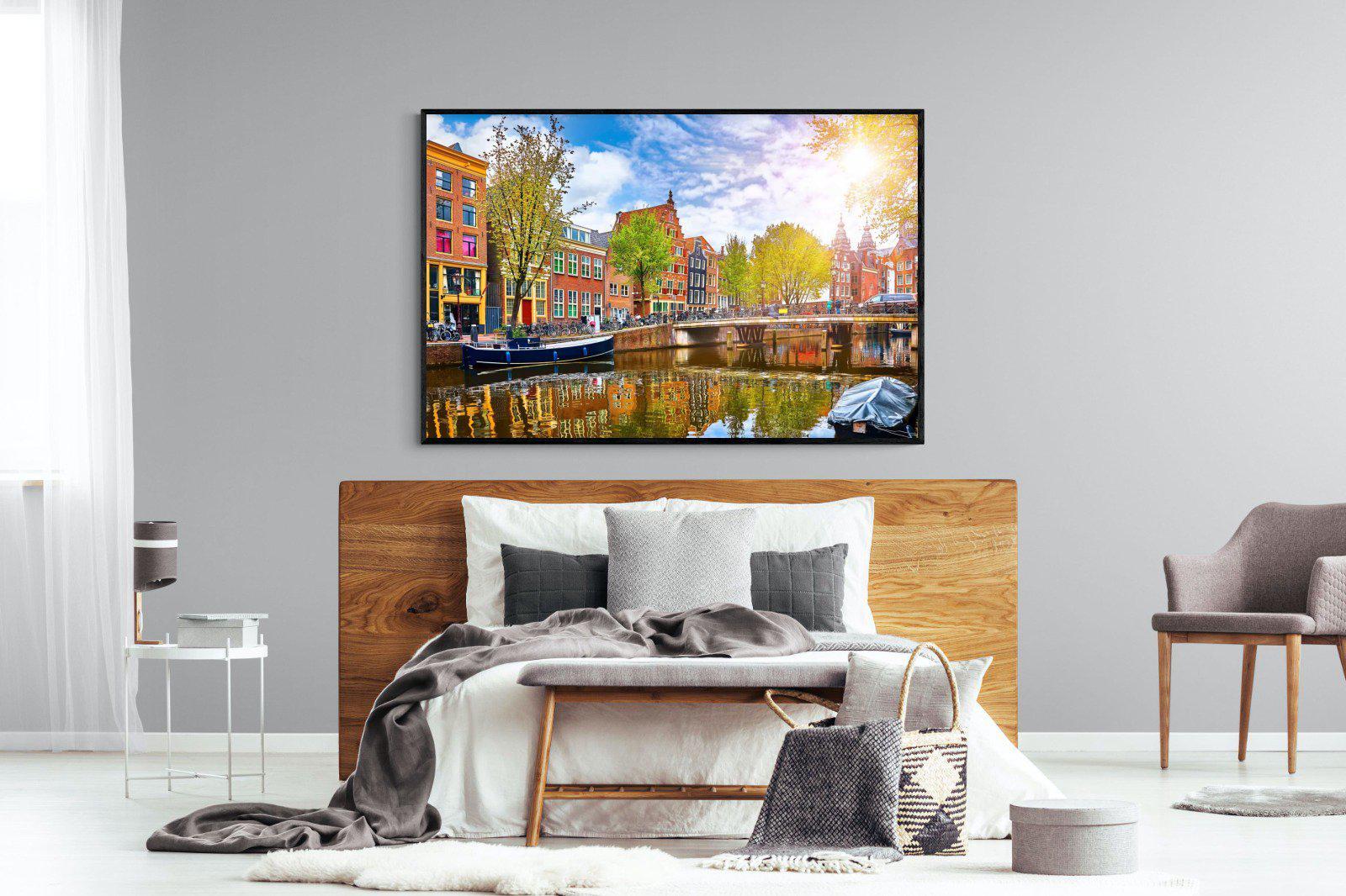 Colours of Amsterdam-Wall_Art-150 x 100cm-Mounted Canvas-Black-Pixalot