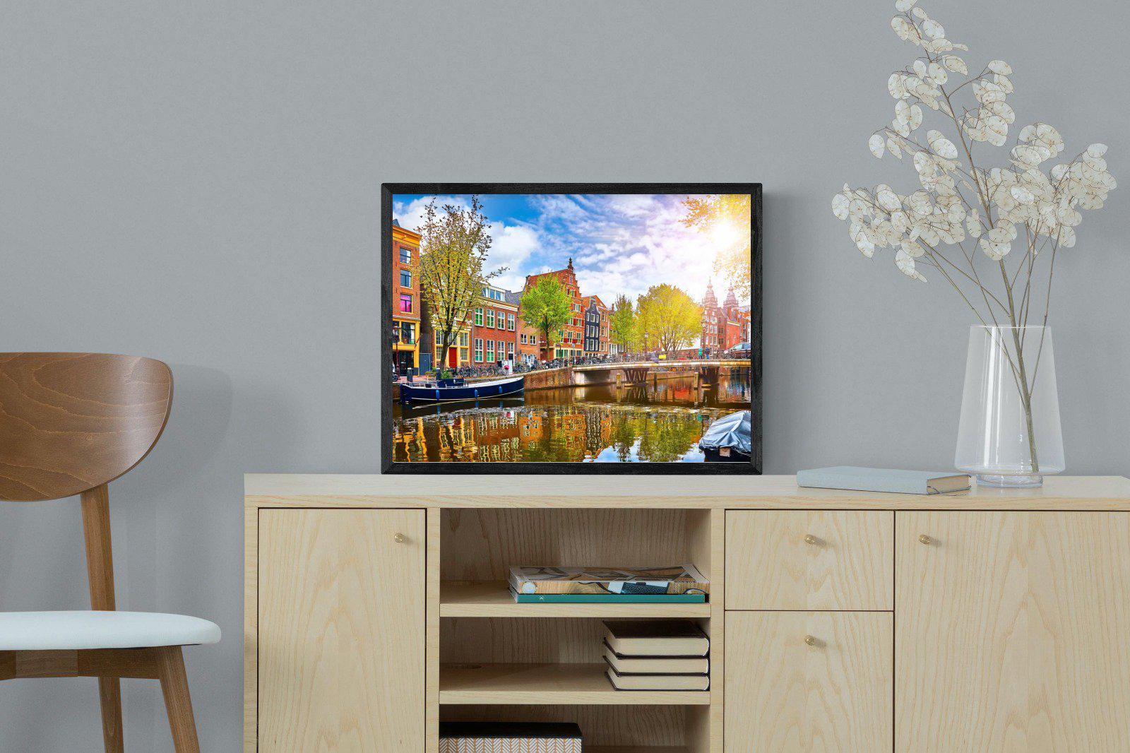 Colours of Amsterdam-Wall_Art-60 x 45cm-Mounted Canvas-Black-Pixalot