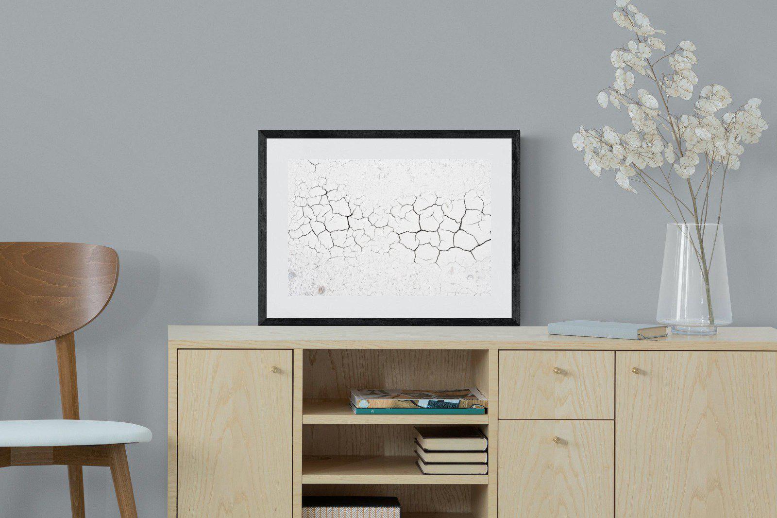 Cracked Earth-Wall_Art-60 x 45cm-Framed Print-Black-Pixalot
