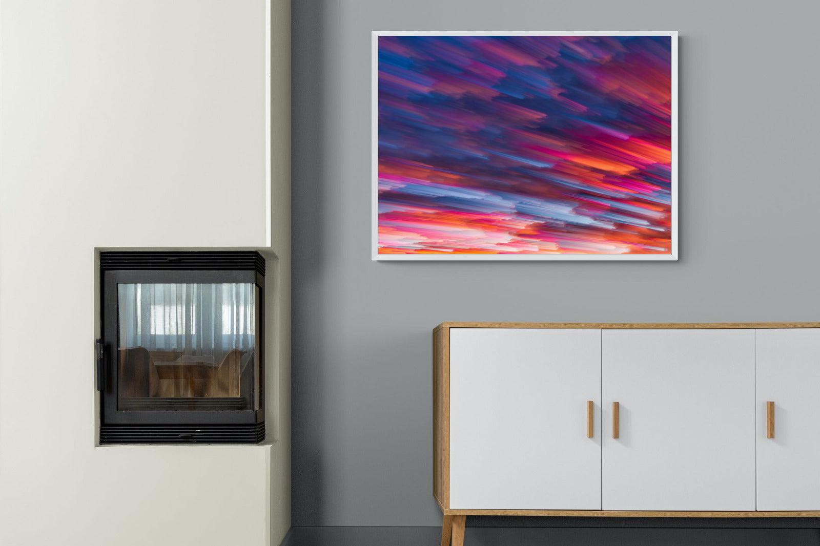 Crimson Sunset-Wall_Art-100 x 75cm-Mounted Canvas-White-Pixalot