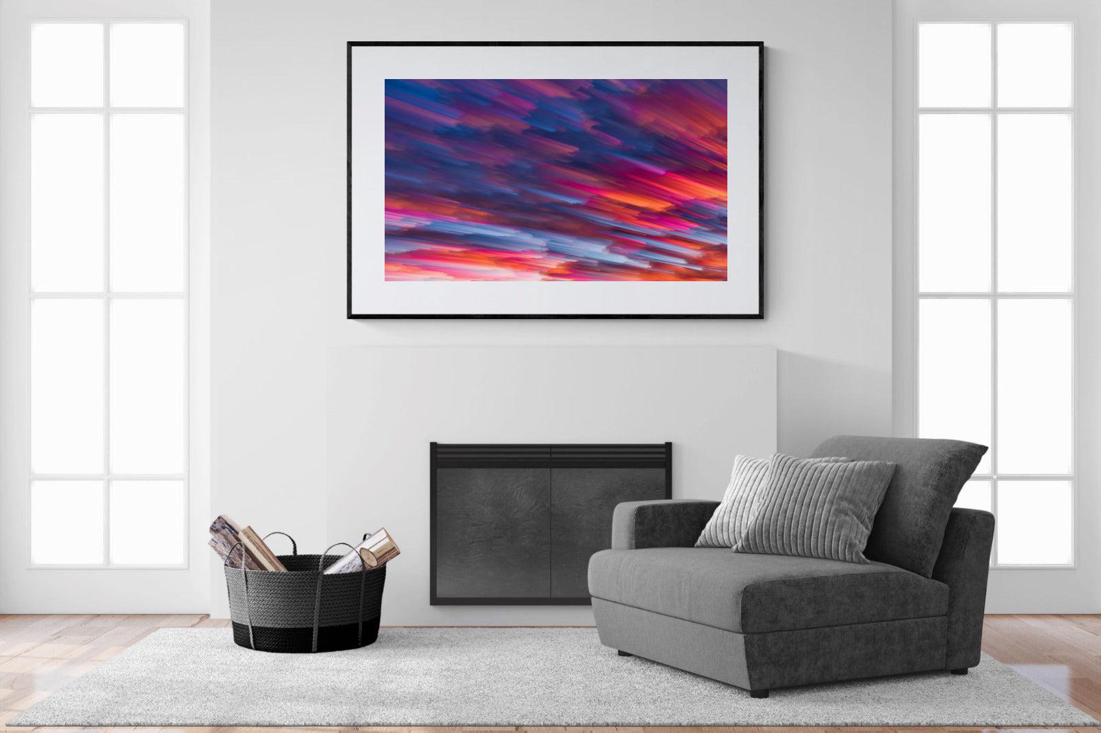 Crimson Sunset-Wall_Art-150 x 100cm-Framed Print-Black-Pixalot