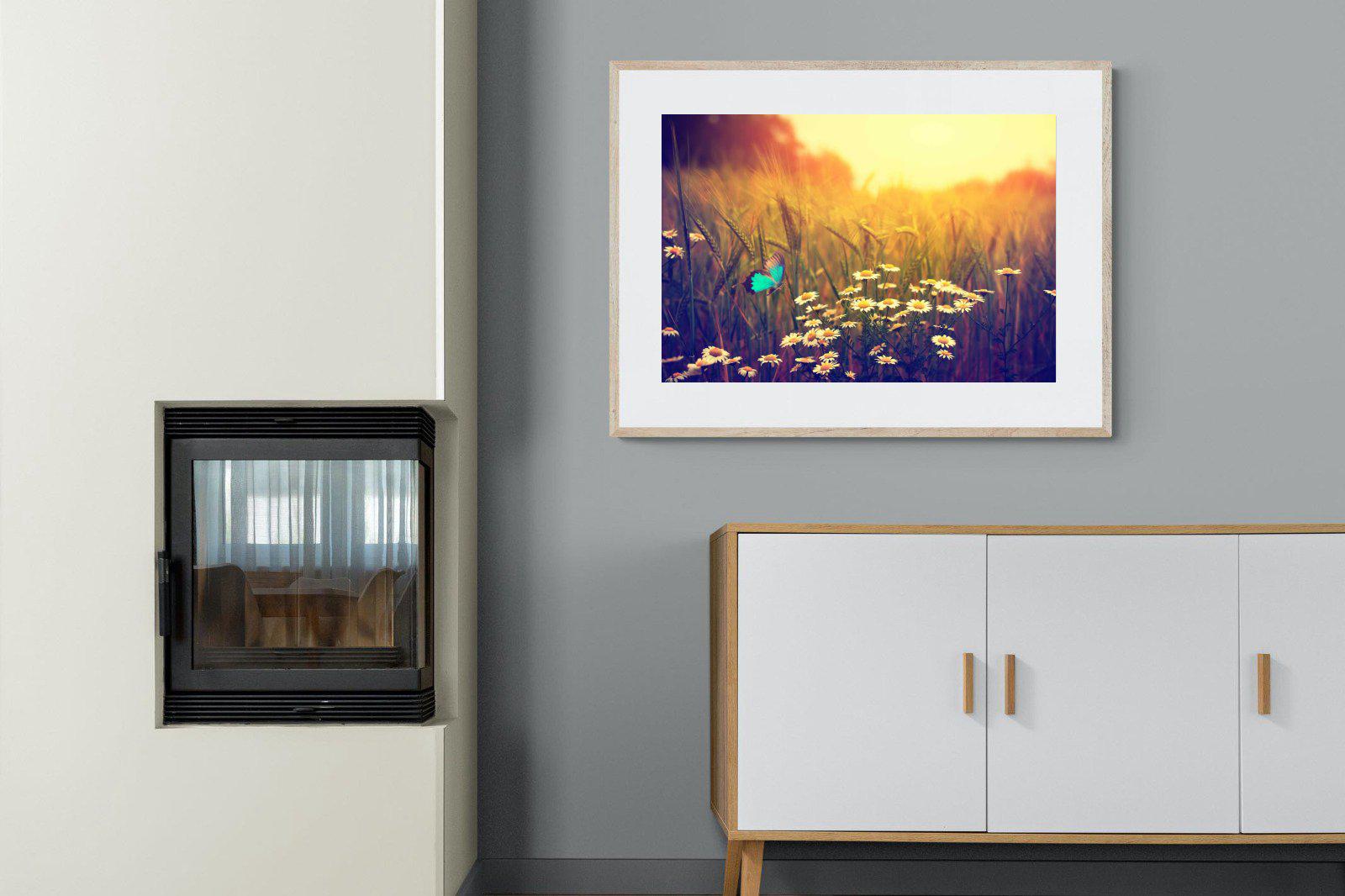 Daisy Flutter-Wall_Art-100 x 75cm-Framed Print-Wood-Pixalot
