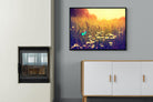 Daisy Flutter-Wall_Art-100 x 75cm-Mounted Canvas-Black-Pixalot