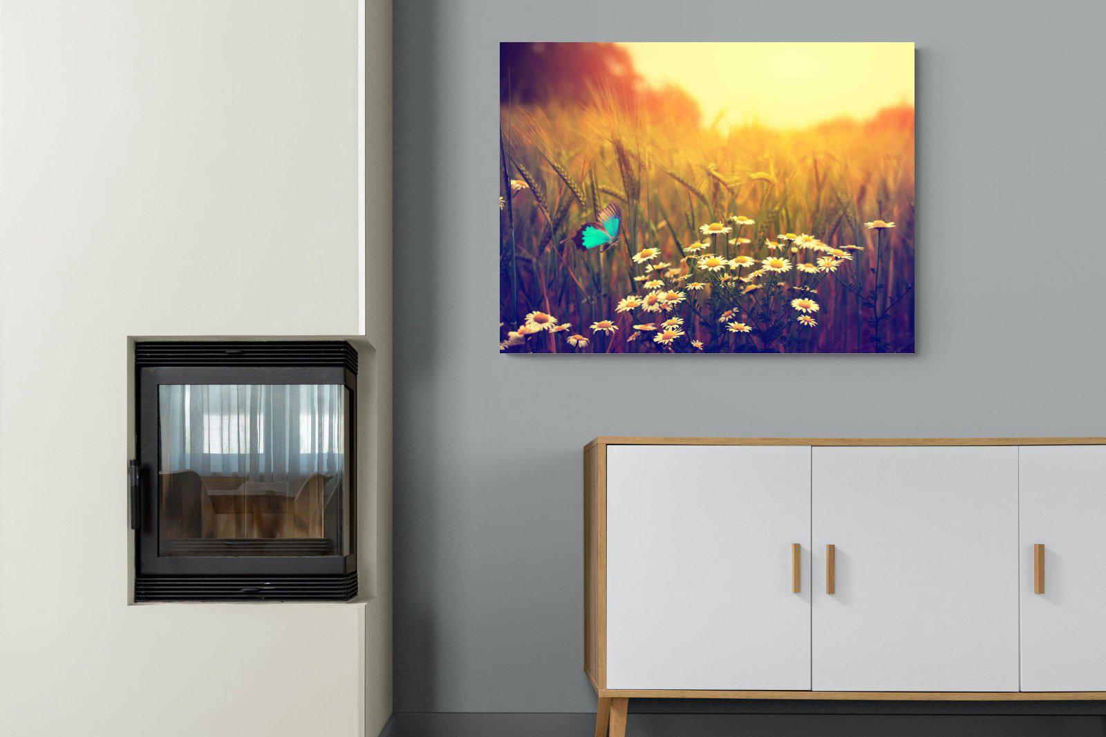 Daisy Flutter-Wall_Art-100 x 75cm-Mounted Canvas-No Frame-Pixalot