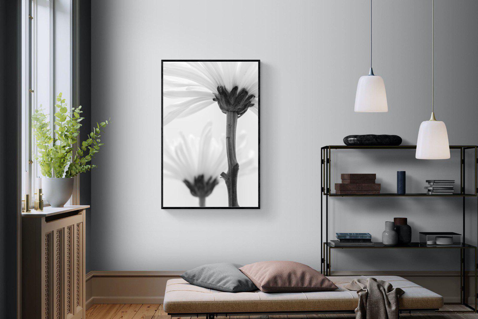 Daisy Stem-Wall_Art-100 x 150cm-Mounted Canvas-Black-Pixalot