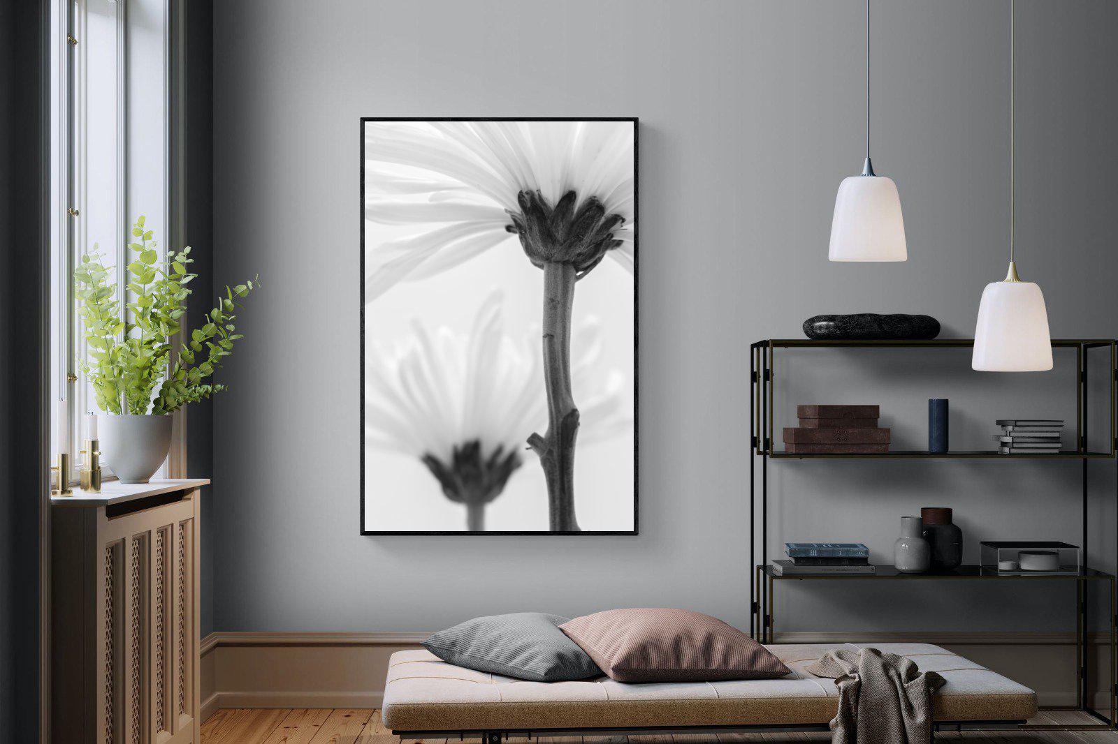 Daisy Stem-Wall_Art-120 x 180cm-Mounted Canvas-Black-Pixalot