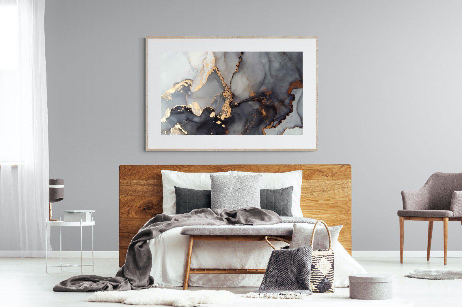 Dark Marble-Wall_Art-150 x 100cm-Framed Print-Wood-Pixalot