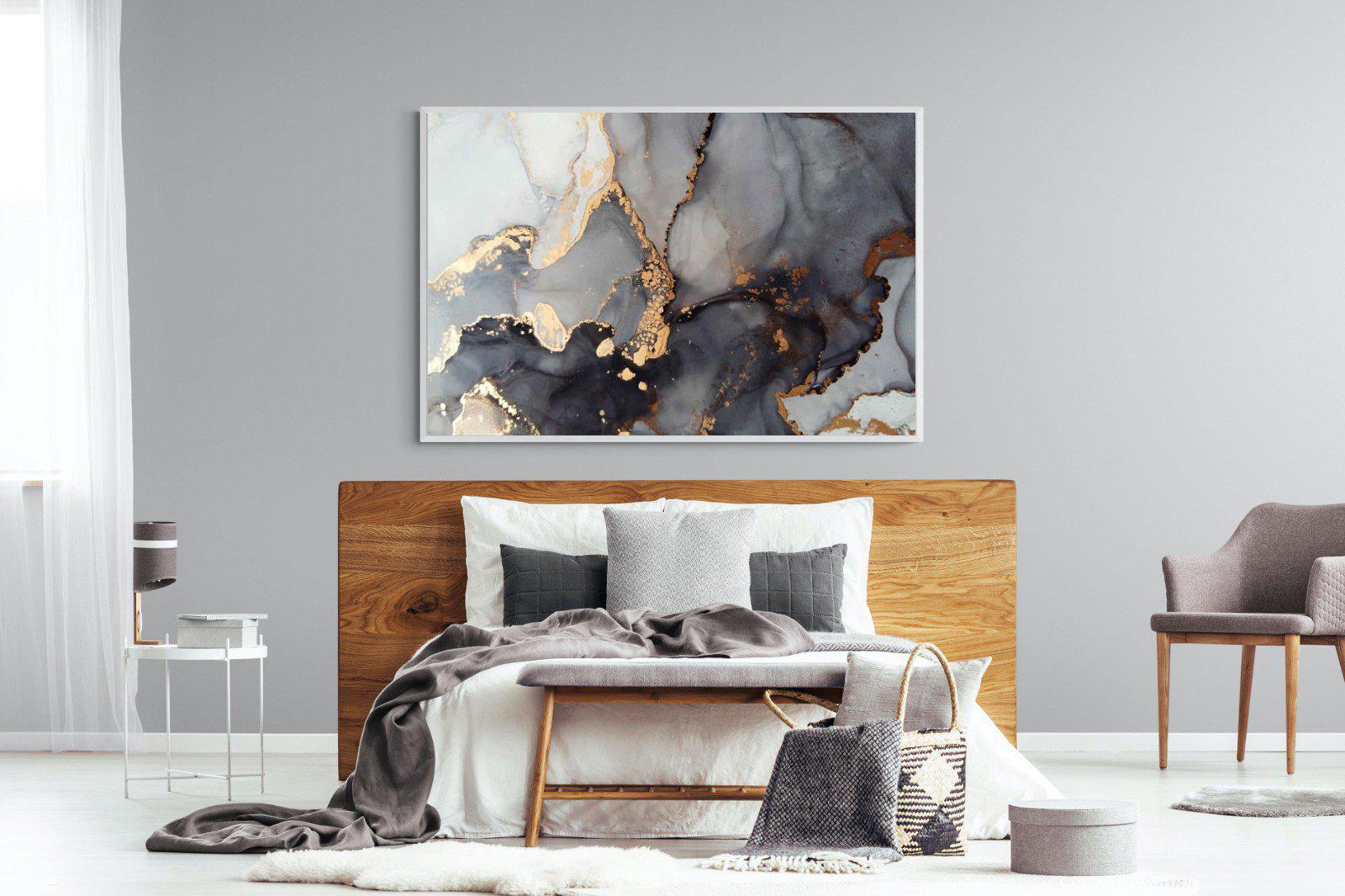 Dark Marble-Wall_Art-150 x 100cm-Mounted Canvas-White-Pixalot