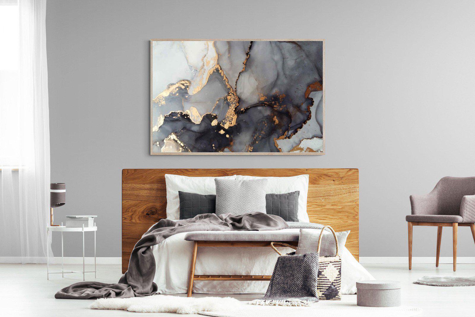Dark Marble-Wall_Art-150 x 100cm-Mounted Canvas-Wood-Pixalot