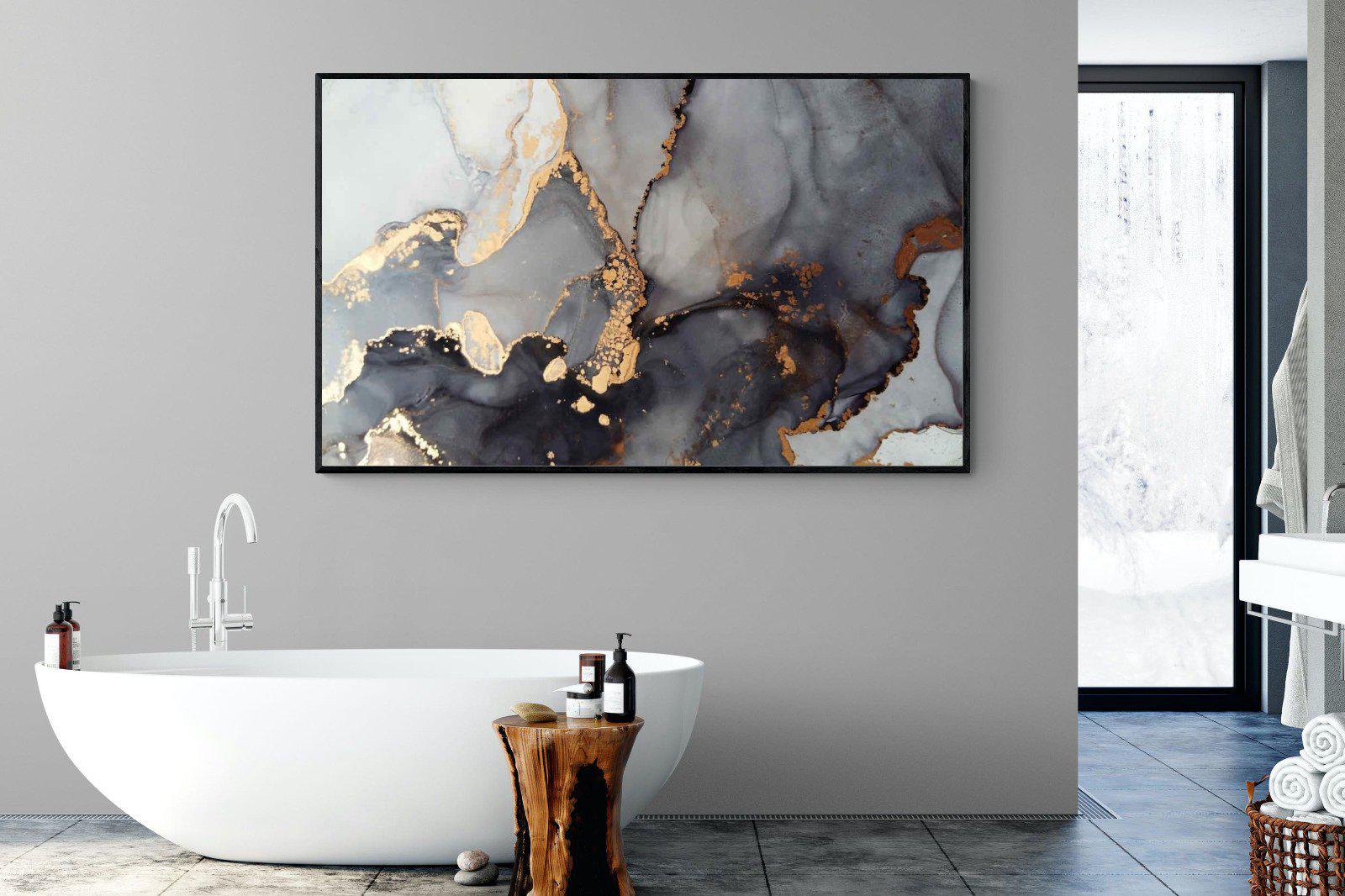 Dark Marble-Wall_Art-180 x 110cm-Mounted Canvas-Black-Pixalot