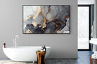 Dark Marble-Wall_Art-180 x 110cm-Mounted Canvas-Black-Pixalot