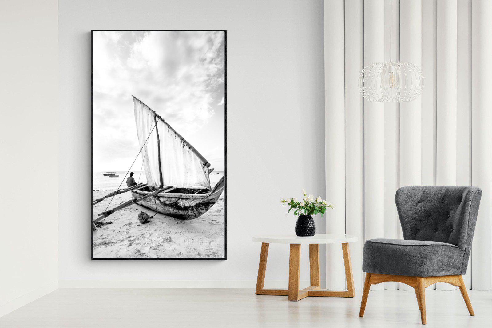 Dhow-Wall_Art-130 x 220cm-Mounted Canvas-Black-Pixalot