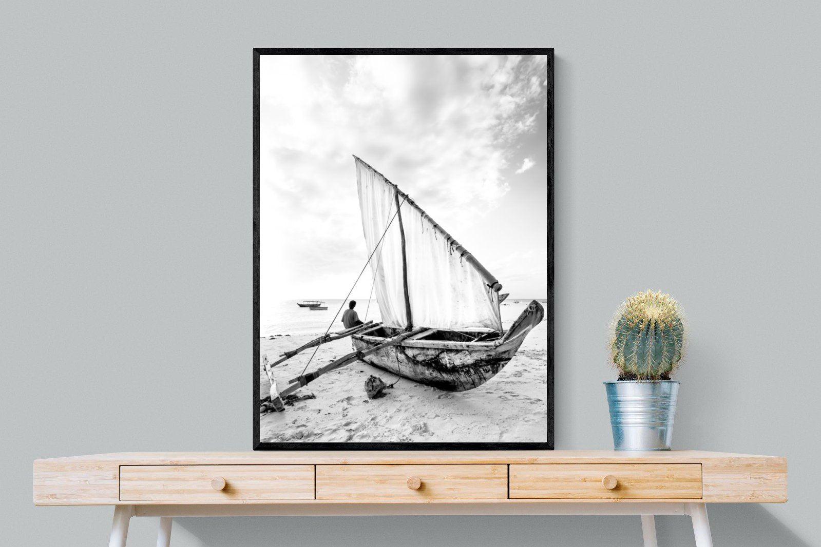 Dhow-Wall_Art-75 x 100cm-Mounted Canvas-Black-Pixalot