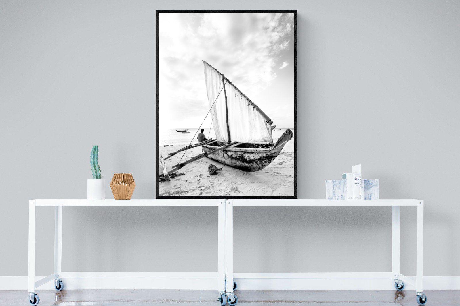 Dhow-Wall_Art-90 x 120cm-Mounted Canvas-Black-Pixalot