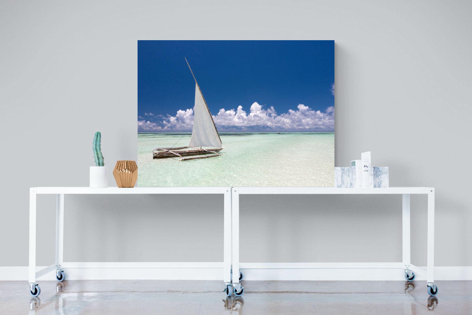 Dhow on Blue-Wall_Art-120 x 90cm-Mounted Canvas-No Frame-Pixalot