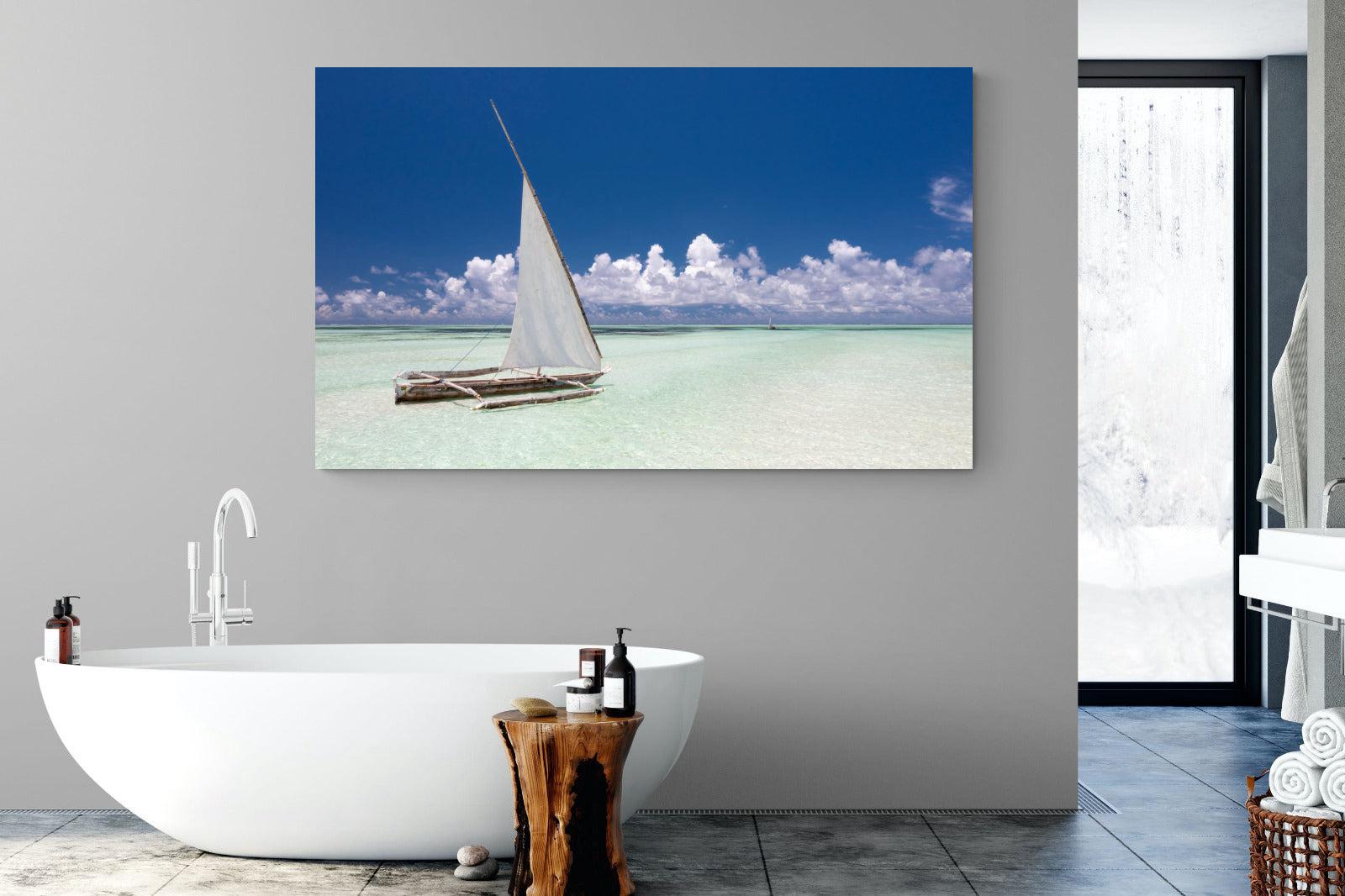 Dhow on Blue-Wall_Art-180 x 110cm-Mounted Canvas-No Frame-Pixalot