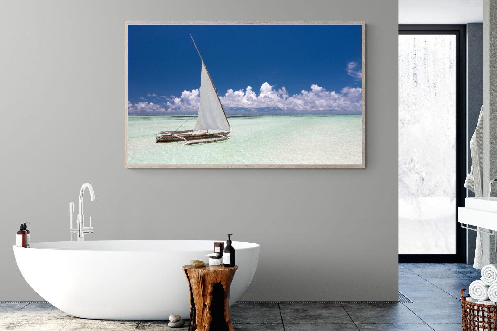 Dhow on Blue-Wall_Art-180 x 110cm-Mounted Canvas-Wood-Pixalot