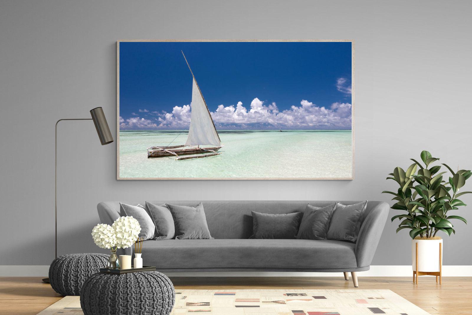 Dhow on Blue-Wall_Art-220 x 130cm-Mounted Canvas-Wood-Pixalot